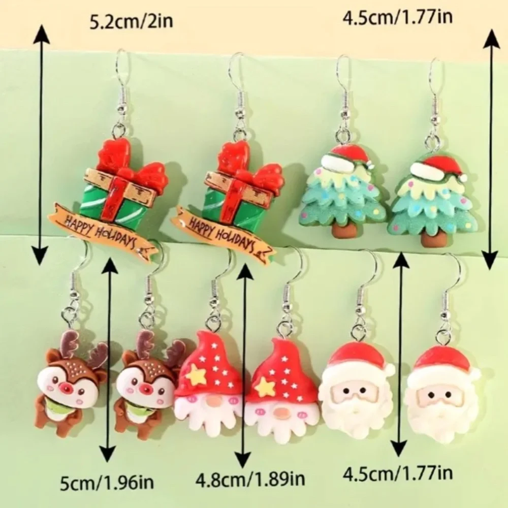 NWT! 5 Pairs of Absolutely Adorable Christmas Holiday Pierced Dangle Ear…